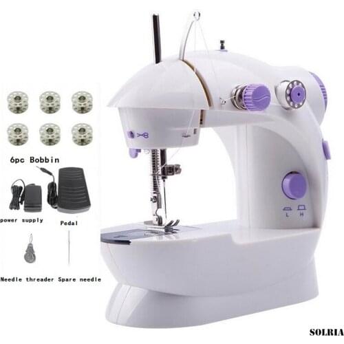 Mini Sewing Machine Portable Household Night Light Foot Pedal Straight Line Hand Table Two Thread Kit Electric Sewing Machine