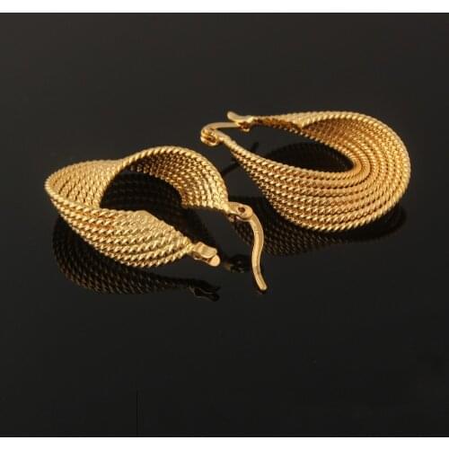 Fashion 24 k Yellow Solid Gold Filled Earring Charm Earrings Jewelry For Women gift