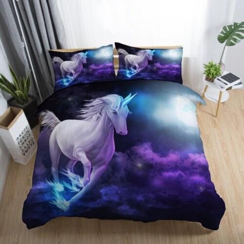 Cartoon 3D Bedding Set Unicorn World Baby Kids Boys Girls Bedroom Decoration Quilt Duvet Covers Pillowcase