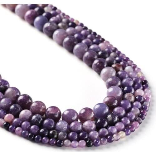 Natural Purple Mica Beads 4mm 6mm 8mm 10mm Smooth Round Beads -15 Inch Full Strand