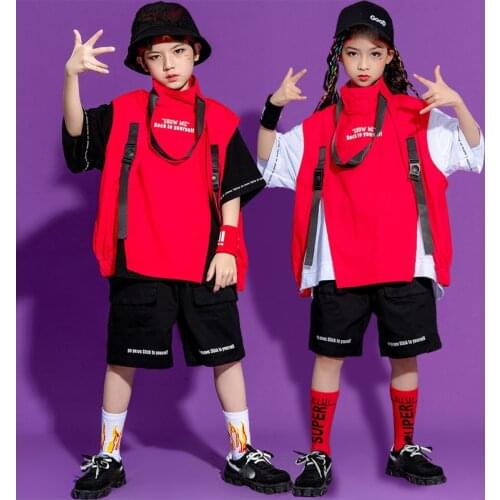 2021 New Hip Hop Dance Clothes For Girls Jazz Dance Costumes Street Dance Wear Loose Vest Shorts Suit Performance Wear DQS7427