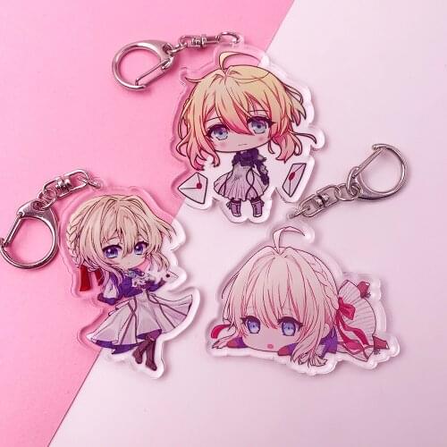 New Anime Violet Evergarden Key chain Acrylic Keyring Cute Kawaii Pendant Keychains Chaveiro Souvenir Gift for Fans Dropshipping