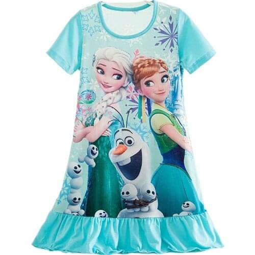 Elsa Anna Princess Dress Summer Girls Dress Nightgown Kids Dresses Night Gown Pajamas Dress Sleepwear Pyjamas Clothes
