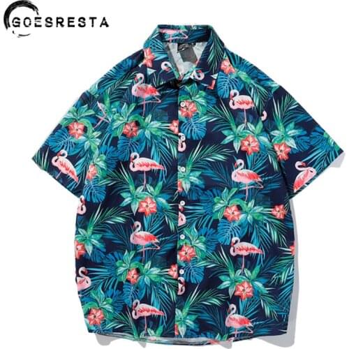 2020 Beach Hawaiian Casual Shirts Men Summer Fashion Floral Loose Mens Short Sleeve Shirts Harajuku Streetwear Couple Clothing