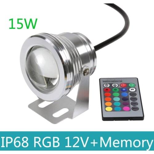 15W 12v Underwater RGB Led Light Waterproof IP68 Fountain Pool Light Lamp 16 Color Change With IR Remote Controller and Memory