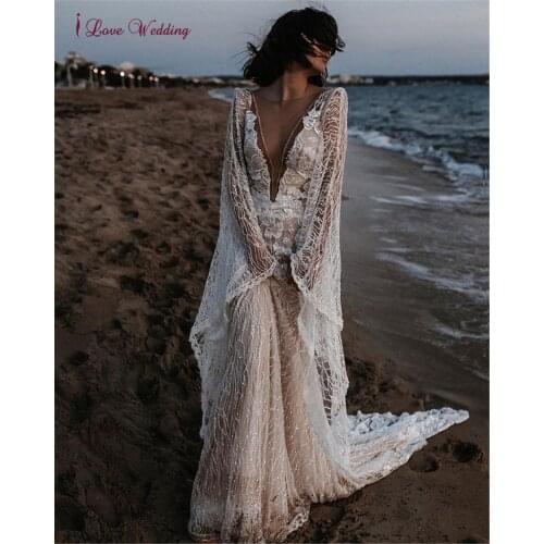 Luxury Mermaid Wedding Dresses Long Sleeves Lace Appliques Beads Shining Sexy Backless Vestido De Noiva Sereia 2021 Bridal Gowns