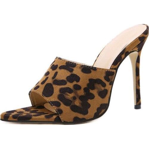 Woman Sexy Flock Peep Toe Design Sandals Super High Heels Pointed Toe Ladies Summer Shoes Women Sandals Slides Size 43 XKD4131