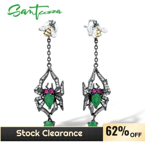 SANTUZZA 925 Sterling Silver Earrings Jewelry Earrings For Women Spider Earrings 925 Sterling Silver Party Fine Jewelry
