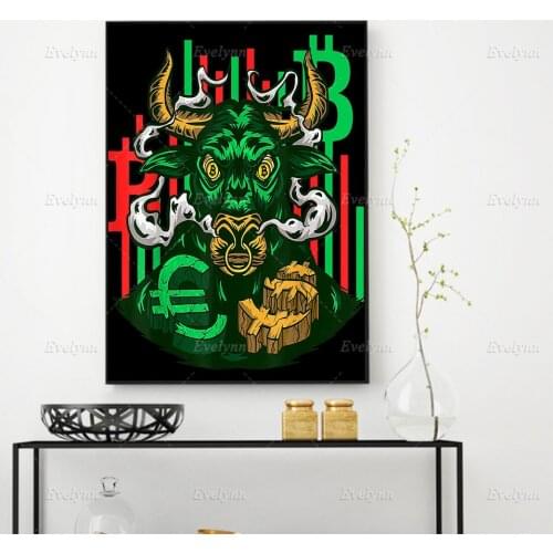 Modern Home Decoration Stock Market Bull Forex Inspirational,Motivational Quote Poster And Print Wall Art Canvas Painting Office