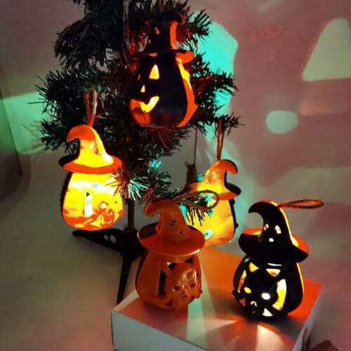 Halloween Pumpkin Lights Orange Black Cute Mini Punpkin LED Lamp Happy Halloween Party Home Bar Candle Lights Decoration Props 8