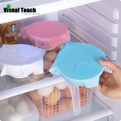 Visual Touch Multi color Plastic Zero Waste Beeswax Wrap Silicone Fresh Food Bag Wraps Seal Cover Reusable Vacuum Lid Stretch