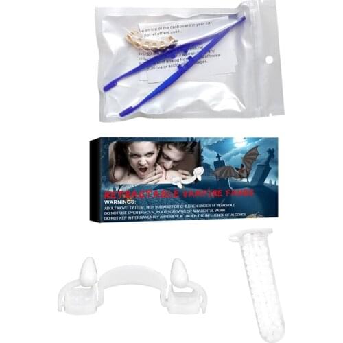 Halloween Retractable Vampire Fangs Hip Hop Metallic Faux Teeth Dentures Zombie Tooth Horrifying Cosplay Scary Costume