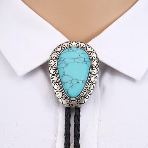 Western cowboy bolo tie leather collar rope drop peach heart retro pattern zinc alloy tie accessories unisex British rope