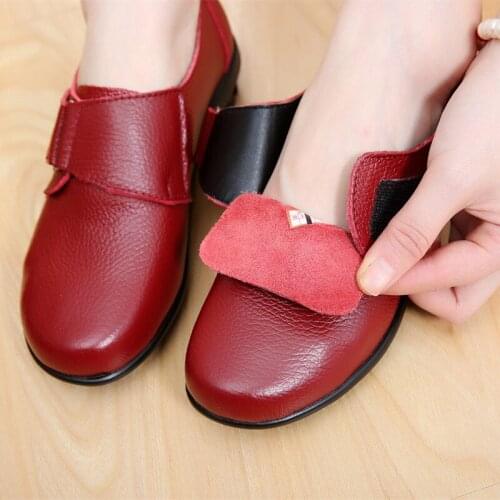 Genuine leather women flat shoes Comfortable 2019 Spring/Autumn Oxfords Hook Loop Ladies leather shoe Large size 35-43