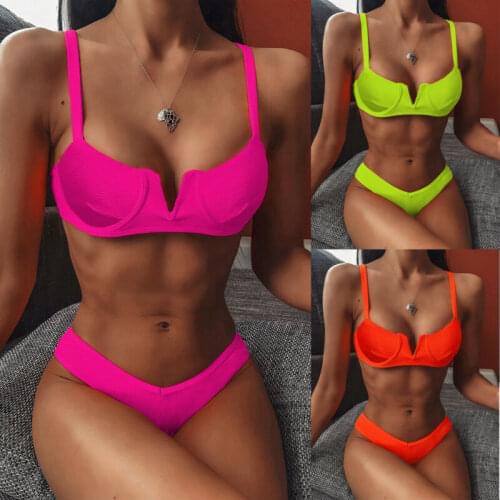 Womens Push-up Padded Swimwear High-Waisted Triangle Beachwear Bikini Set Swimsuit Bathing Suit Beach