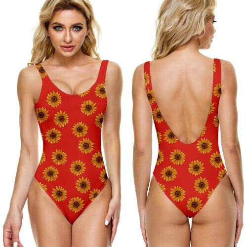 2021 Summer Sexy Backless Floral Print One-piece Swimsuit Women O-neck Swim Wear Monokini Girl Beach Bathing Swimwear Ladies