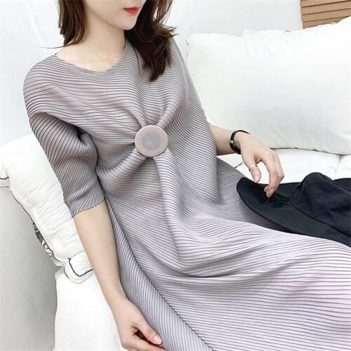 Women Dress Summer Pleated Small Circle Long Twill Korean Clothes Fashion Loose Plus Size Irregular Y2k Kawaii Dresses Lolita