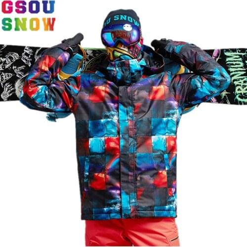 GSOU SNOW Winter Outdoor Mens Ski Jackets windproof Skiing Suits Waterproof Snowboard Jackets Breathable keep warm Snow Coats