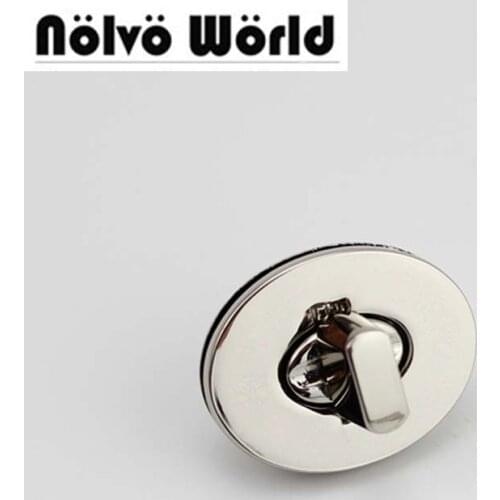 10pcs 23*28mm polished nickel finished turn lock accessories oval zinc alloy twist locks for bags handbags wallets