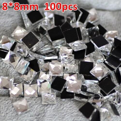 100pcs 8*8MM Square Good quality Crystal Clear DMC Flatback Hot Fix Rhinestone Glass Strass Hotfix Rhinestones