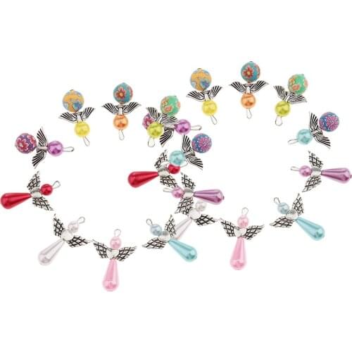 20 Pieces Pearl Clay Angel Wings Fairy Angel Charms Pendant for Jewelry Making DIY