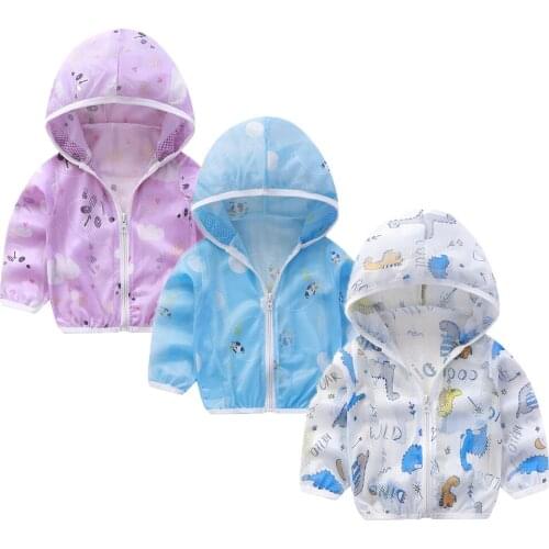 2021 Cute Baby Girl Jacket Boy Hooded Coat Sunscreen Baby Boys Girls Long Sleeved Summer Sun Protection Kids Clothes Outwear