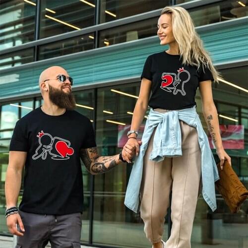 2021 Couples Clothes Short Sleeve O-neck Casual Plus Size 5xl Ulzzang Clothing for Valentines Day Funny Cute Doll Printed Tops