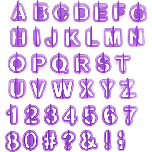 40pcs Alphabet Number Character Letter Cookie Cutter Fondant Cake Biscuit Baking Mould DIY Cake Decorating Tools with Handle