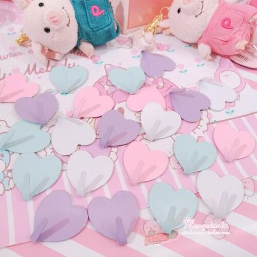 5pcs/lot Love Heart Shaped Traceless Stainless Steel Wall Door Hanger Hooks holder Hook Wall Hat Clothes Hanging Organizer