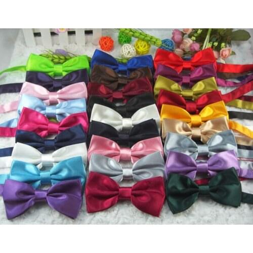 73color free shipping 1000pcs/lot lowest price wholesale top grade mens soild IMITATED SILK bow ties NEW 12.5*6.5cm