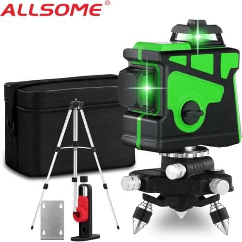 ALLSOME 12 Lines 3D Green Laser Level Horizontal And Vertical Cross Lines With Auto Self-Leveling, Indoors and Outdoors