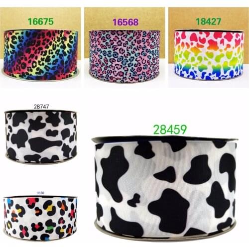 Free shipping 50 yard per size leopard ribbon printed grosgrain ribbon 28459