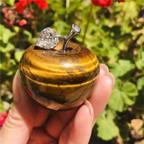 Free Shipping Natural Crystal Apple Tiger Eye Stone Apple Figurines For Table Car Home Decor Christmas Gifts Wicca Stone
