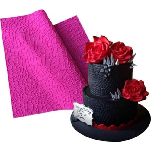 Large Size Crocodile Alligator Impression Mat Embossed Silicone Fondant Cake Lace Mat Gumpastes Molds Cake Molds Baking Tools