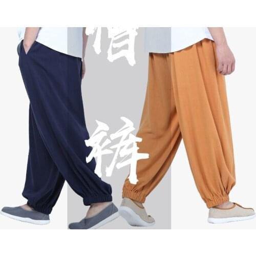 High quality cotton&linen unisex Spring&Autumn shaolin monks kung fu trousers buddhist zen buddha bloomers lay meditation pants