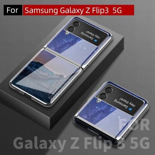 For Samsung Galaxy Z Flip3 Case, Z Flip 3 5G Case Tempered Glass Material
