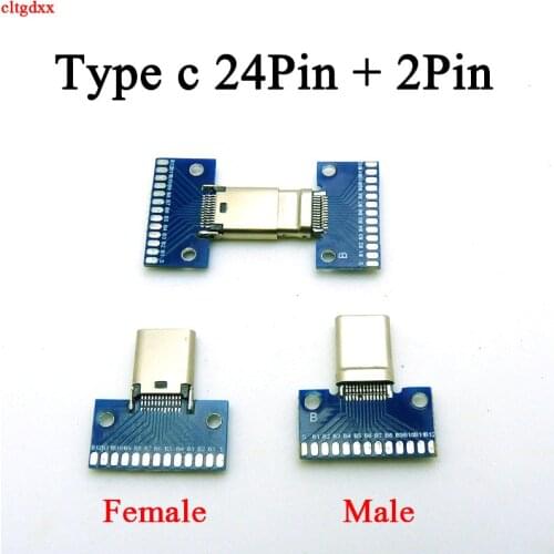 Cltgxdd 1pcs USB 3.1 Type C Connector 24+2P Female Plug Male Plug Receptacle Adapter to Solder Wire & Cable 24P+2P PCB Board