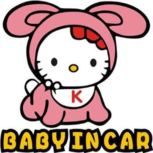 Baby On Board warning vinyl decals funny Kitty Cat In Car styling anime wall stickers auto tail rear windscreen decorative films
