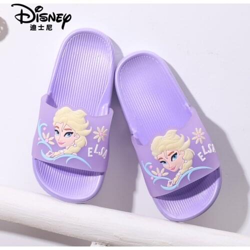Diseny Pricess Frozen Elsa Cute Slippers Cartoon Kids Shoes for Girl Summer House Shoes Large Size Slippers Kids 16-24cm