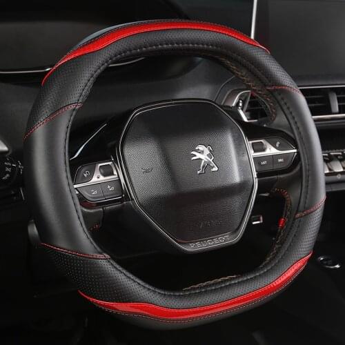 For Peugeot 3008 4008 5008 Car Steering Wheel Cover Carbon Fibre + PU Leather Auto Accessories interior Coche