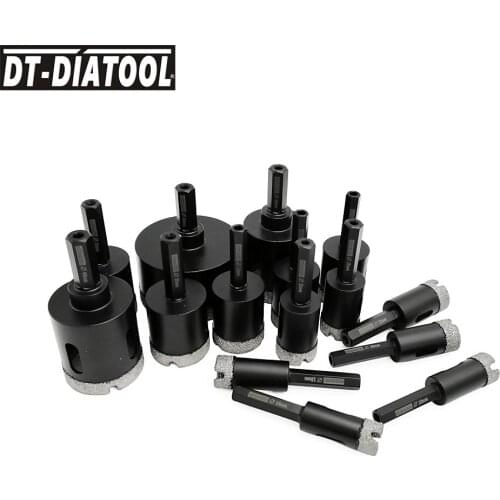 DT-DIATOOL 1piece Dry Hexagon shank Diamond Drill Hole Saw Drill Core Bits Ceramic Tile for Granite Marble Core Drilling Bits