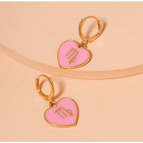 Enamel pink heart earrings for teenage egirls cute dangling hoop earrings with love charm y2k jewelry grunge aesthetic