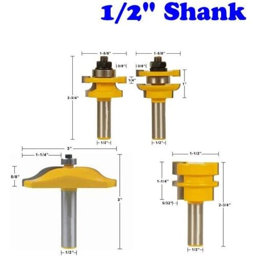 Cabinet Door Router 4 Bit Set - Rail & Stile Panel Raiser & Glue Joint Woodworking cutter Tenon Cutter for Woodworking Tools