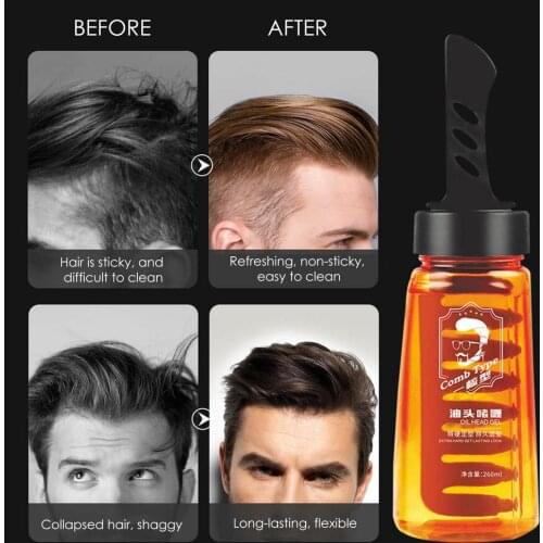 Hair Setting Gel With Dip Comb Men Hair Care Styling Wax Solution Strong Hold Hair Gel Back Head Moisturizing Setting Gel 260ml