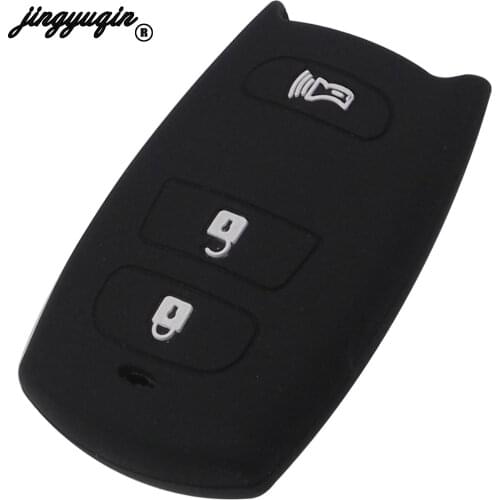 Jingyuqin 3 Buttons Silicone Smart Remote Car Key Case Cover Fob Protected For Toyota Carnival Keyless Holder Shell