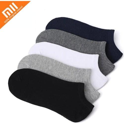 Xiaomi 5 Pairs Short Socks Man Woman Lightweight Sports Breathable Plain Weave Socks, Comfortable Cotton, Black and White,grey