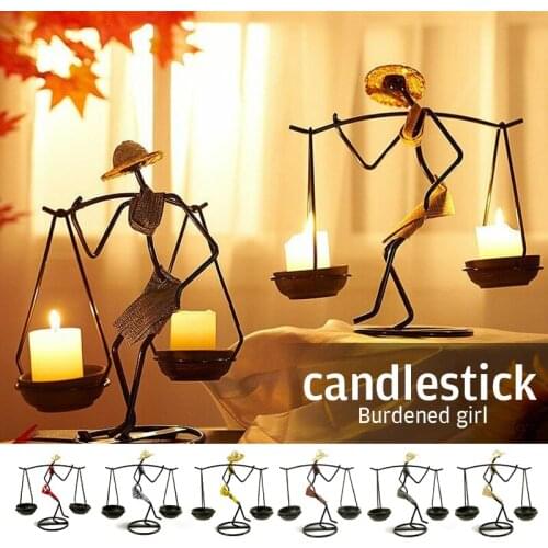 Nordic Metal Candlestick Abstract Character Sculpture Candle Holder Ornaments Handmade Figurines Home Decoration Art Crafts Gift