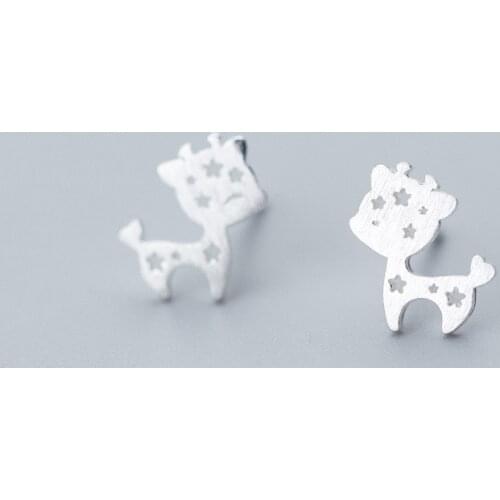 MloveAcc 100% Authentic 925 Sterling Silver Cute Deer Stud Earrings for Women Fashion Brand Silver Jewelry High Quality Gift