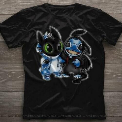 Toothless & Stitch We Are Best Friends Mens Black Cotton T-Shirt S 5XL US Stock T Shirt For Man