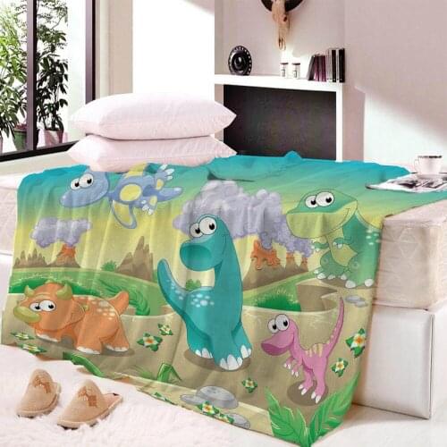 Printed Cartoon Dinosaur Soft Throw Blanket On Bed Sofa For Kids Travel Nap Blanket Air Conditioning Blanket Accept Wholesale